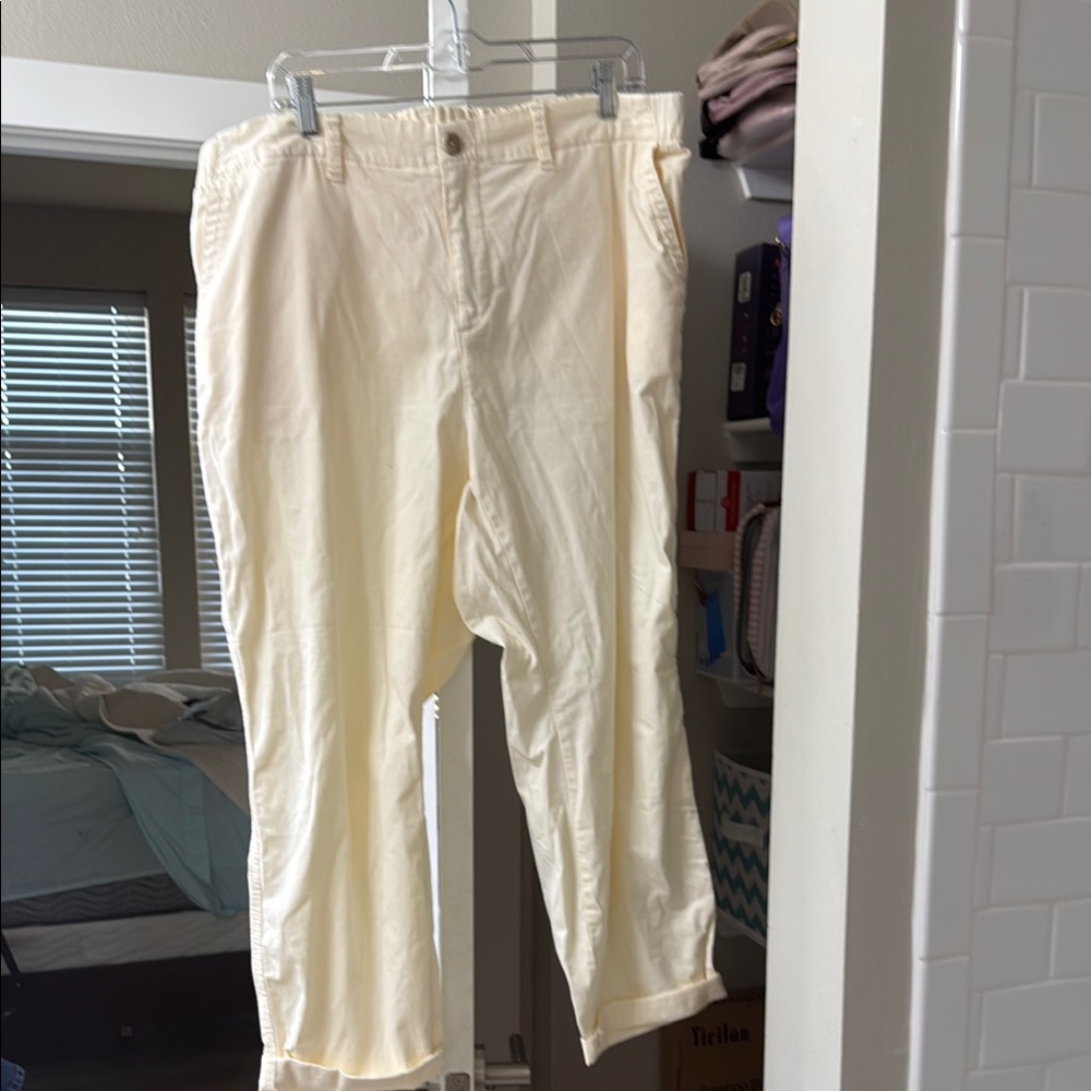 Old Navy Cream Straight Leg Pants for Warm Weather